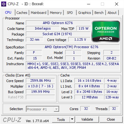 Amd Opteron 6276 2599 86 Mhz Cpu Z Validator