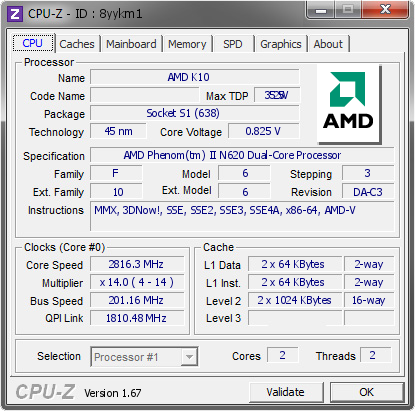 screenshot of CPU-Z validation for Dump [8yykm1] - Submitted by  CyberXcom  - 2013-11-02 21:11:01