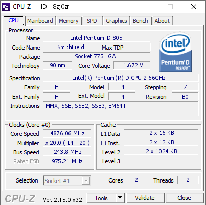 screenshot of CPU-Z validation for Dump [8zj0zr] - Submitted by  sebro  - 2026-05-07 17:37:39