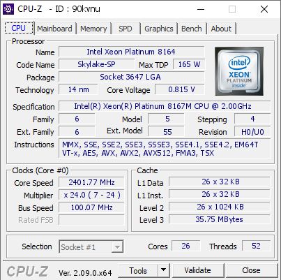 screenshot of CPU-Z validation for Dump [90kvnu] - Submitted by  DESKTOP-46LE6DS  - 2024-07-02 14:21:02