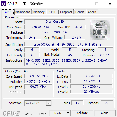 screenshot of CPU-Z validation for Dump [90nh8w] - Submitted by  ANNA  - 2024-02-04 13:01:26