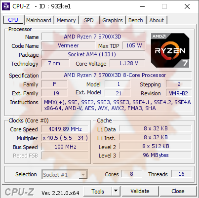 screenshot of CPU-Z validation for Dump [932ke1] - Submitted by  Anonymous  - 2026-08-19 17:15:00
