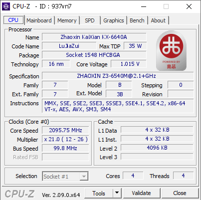 screenshot of CPU-Z validation for Dump [937vn7] - Submitted by  Rabbit_AF  - 2024-05-22 10:38:01