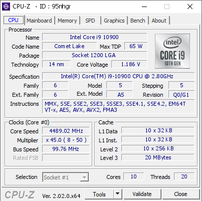 screenshot of CPU-Z validation for Dump [95nhgr] - Submitted by  DESKTOP-TEOQQFR  - 2022-09-19 13:09:58