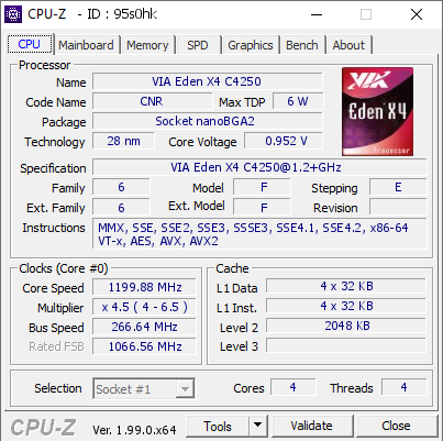 screenshot of CPU-Z validation for Dump [95s0hk] - Submitted by  DESKTOP-OQLHJFB  - 2022-01-26 23:59:16