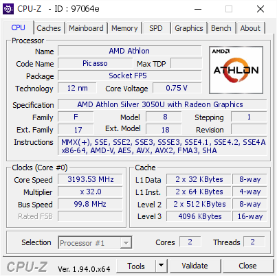 Amd Athlon 3193 53 Mhz Cpu Z Validator