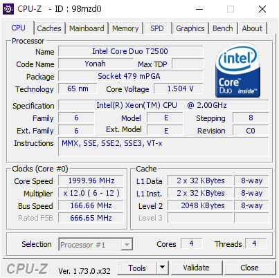 screenshot of CPU-Z validation for Dump [98mzd0] - Submitted by  MRPACO-PC  - 2015-11-10 22:38:30