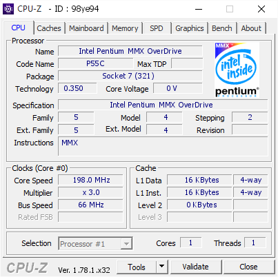 screenshot of CPU-Z validation for Dump [98ye94] - Submitted by  BossiaK Gaming  - 2024-07-20 01:30:52