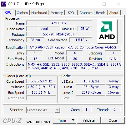 screenshot of CPU-Z validation for Dump [9d8lgn] - Submitted by  FakeGamerGuy  - 2018-10-14 03:28:34