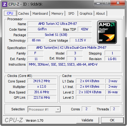 screenshot of CPU-Z validation for Dump [9ddvbk] - Submitted by  Matthew Redding  - 2014-09-29 06:09:36