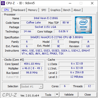 screenshot of CPU-Z validation for Dump [9dxvx5] - Submitted by  Anonymous  - 2022-04-20 18:30:46