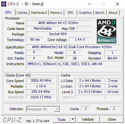 screenshot of CPU-Z validation for Dump [9ewrgl] - Submitted by  Anonymous  - 2016-11-03 13:17:39