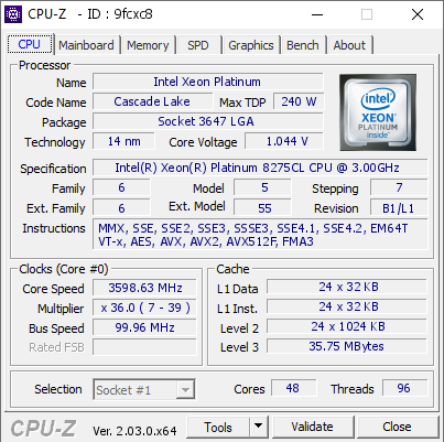 screenshot of CPU-Z validation for Dump [9fcxc8] - Submitted by  Anonymous  - 2022-11-23 03:30:50