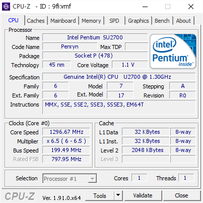 screenshot of CPU-Z validation for Dump [9fkvmf] - Submitted by  Anonymous  - 2020-01-11 00:04:39
