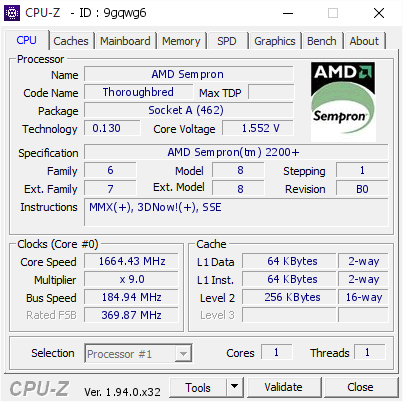 screenshot of CPU-Z validation for Dump [9gqwg6] - Submitted by  GTm  - 2020-10-24 19:27:41