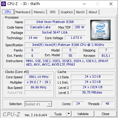 screenshot of CPU-Z validation for Dump [9la0fx] - Submitted by  iEngineer  - 2026-01-28 23:35:29