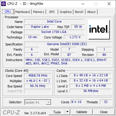 screenshot of CPU-Z validation for Dump [9mg49w] - Submitted by  Anonymous  - 2025-12-26 00:09:06