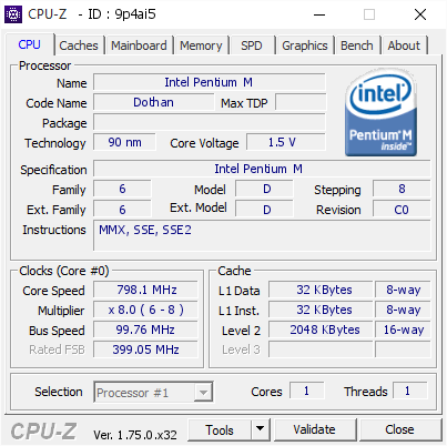 screenshot of CPU-Z validation for Dump [9p4ai5] - Submitted by  WXPPX86BE-0544  - 2016-01-24 20:19:25