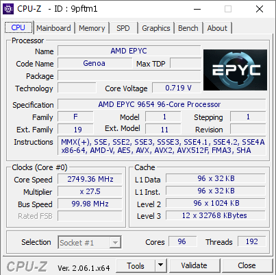 screenshot of CPU-Z validation for Dump [9pftm1] - Submitted by  Anonymous  - 2023-08-29 04:46:54