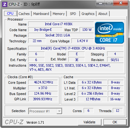 screenshot of CPU-Z validation for Dump [9pllff] - Submitted by  Mr_nUUb  - 2015-05-14 11:05:49
