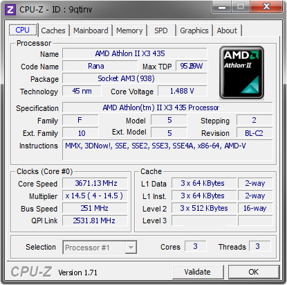 screenshot of CPU-Z validation for Dump [9qtinv] - Submitted by  Bill yan  - 2015-02-07 17:02:43