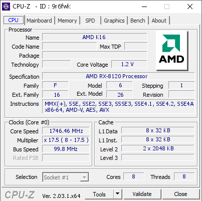 screenshot of CPU-Z validation for Dump [9r6fwk] - Submitted by  秦建宇  - 2023-01-06 06:41:21