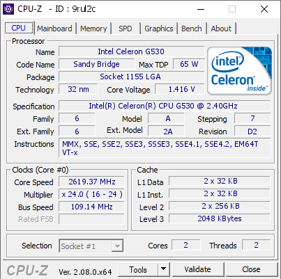 screenshot of CPU-Z validation for Dump [9rul2c] - Submitted by  IdeaFix  - 2023-12-11 22:53:37