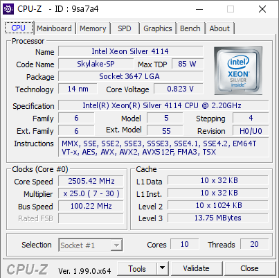 screenshot of CPU-Z validation for Dump [9sa7a4] - Submitted by  DESKTOP-98IR1JL  - 2022-02-20 09:16:18
