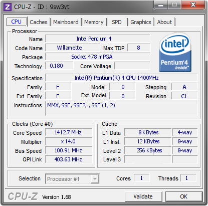 screenshot of CPU-Z validation for Dump [9sw3vt] - Submitted by  PIERO  - 2014-06-26 18:06:47