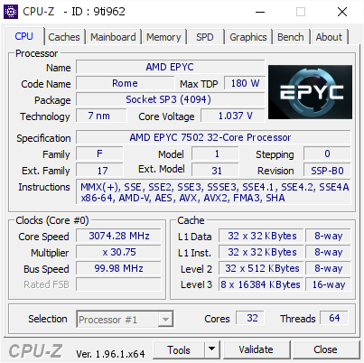 screenshot of CPU-Z validation for Dump [9ti962] - Submitted by  WIN-5TB33GMUKE6  - 2021-07-16 19:17:02