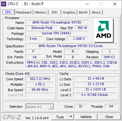 screenshot of CPU-Z validation for Dump [9u1m7l] - Submitted by  WERNER01  - 2025-08-07 13:33:20