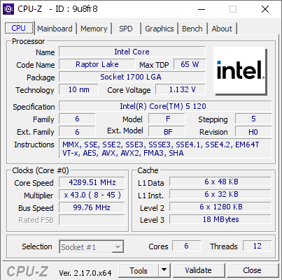screenshot of CPU-Z validation for Dump [9u8fr8] - Submitted by  AYDENS  - 2025-12-25 18:42:39