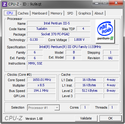 screenshot of CPU-Z validation for Dump [9u9sqt] - Submitted by  Lippokratis  - 2014-02-23 14:02:49
