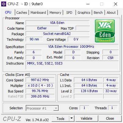 screenshot of CPU-Z validation for Dump [9uter0] - Submitted by  MICRO  - 2015-10-22 16:35:49