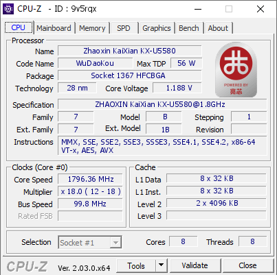 screenshot of CPU-Z validation for Dump [9v5rqx] - Submitted by  Anonymous  - 2022-11-24 02:53:51