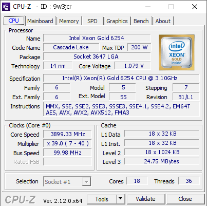 screenshot of CPU-Z validation for Dump [9w3jcr] - Submitted by  BE  - 2024-12-13 17:58:58