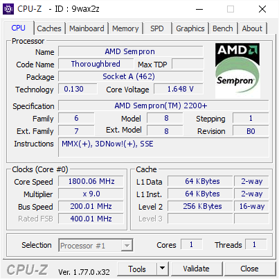 screenshot of CPU-Z validation for Dump [9wax2z] - Submitted by  COMP-PC  - 2016-10-03 13:38:42
