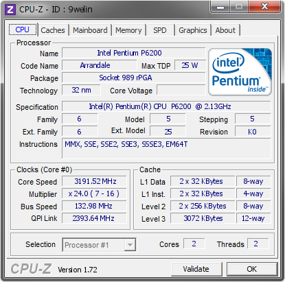 screenshot of CPU-Z validation for Dump [9welin] - Submitted by  JAKE-PC  - 2015-06-14 07:06:36