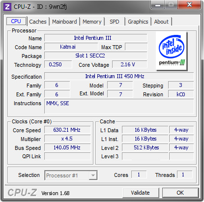 screenshot of CPU-Z validation for Dump [9wn2fj] - Submitted by  meiyo  - 2014-01-13 09:01:46