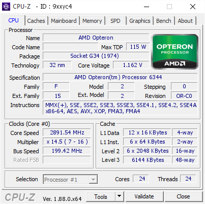 screenshot of CPU-Z validation for Dump [9xxyc4] - Submitted by  Anonymous  - 2019-05-14 19:36:16