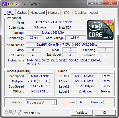 screenshot of CPU-Z validation for Dump [9yqw1c] - Submitted by  USforces  - 2014-01-06 19:01:00