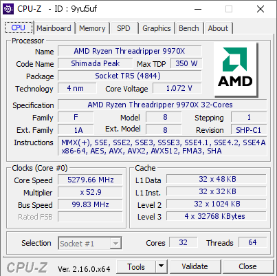 screenshot of CPU-Z validation for Dump [9yu5uf] - Submitted by  Anonymous  - 2025-10-01 02:54:33