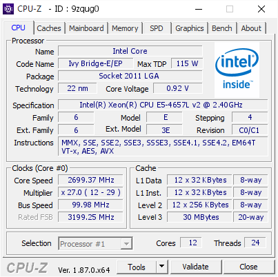 screenshot of CPU-Z validation for Dump [9zqug0] - Submitted by  DNISO-20181117A  - 2018-12-26 11:26:48