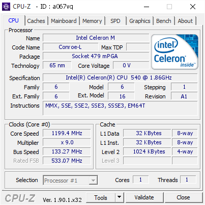 screenshot of CPU-Z validation for Dump [a067vq] - Submitted by  HOME-PC  - 2020-03-04 19:04:08