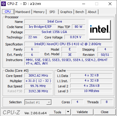 screenshot of CPU-Z validation for Dump [a1rzwx] - Submitted by  DESKTOP-P7RJ66I  - 2022-04-24 00:43:15