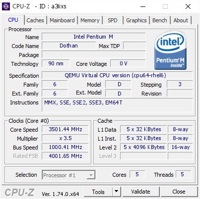 Intel Pentium M 3501 44 Mhz Cpu Z Validator