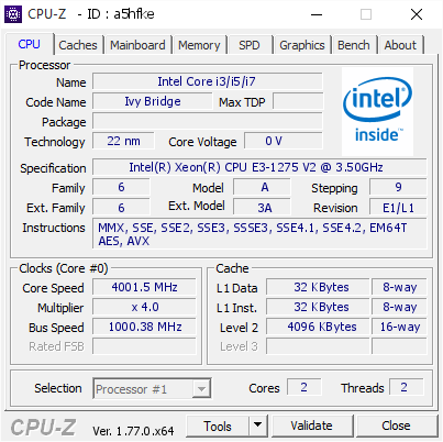 screenshot of CPU-Z validation for Dump [a5hfke] - Submitted by  WIN-G7CPHCGK247  - 2016-10-07 19:59:08