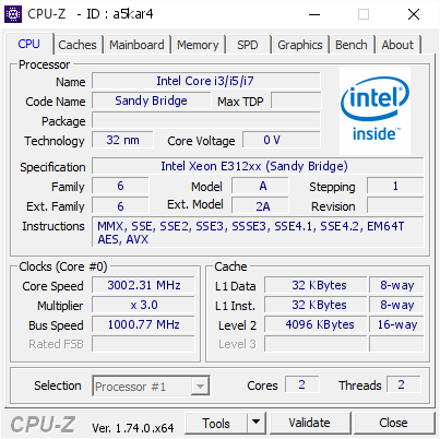 screenshot of CPU-Z validation for Dump [a5kar4] - Submitted by  JIAGU-WIN2K8  - 2015-12-02 10:32:49