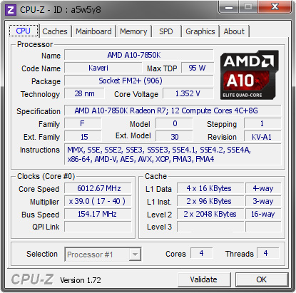 screenshot of CPU-Z validation for Dump [a5w5y8] - Submitted by  mario Rivera  - 2015-03-28 07:03:49