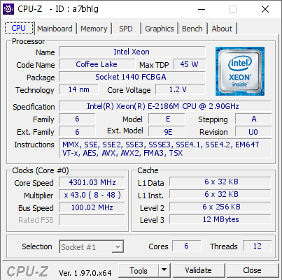 screenshot of CPU-Z validation for Dump [a7bhlg] - Submitted by  WIN-513IRNC76DU  - 2021-11-15 08:40:50